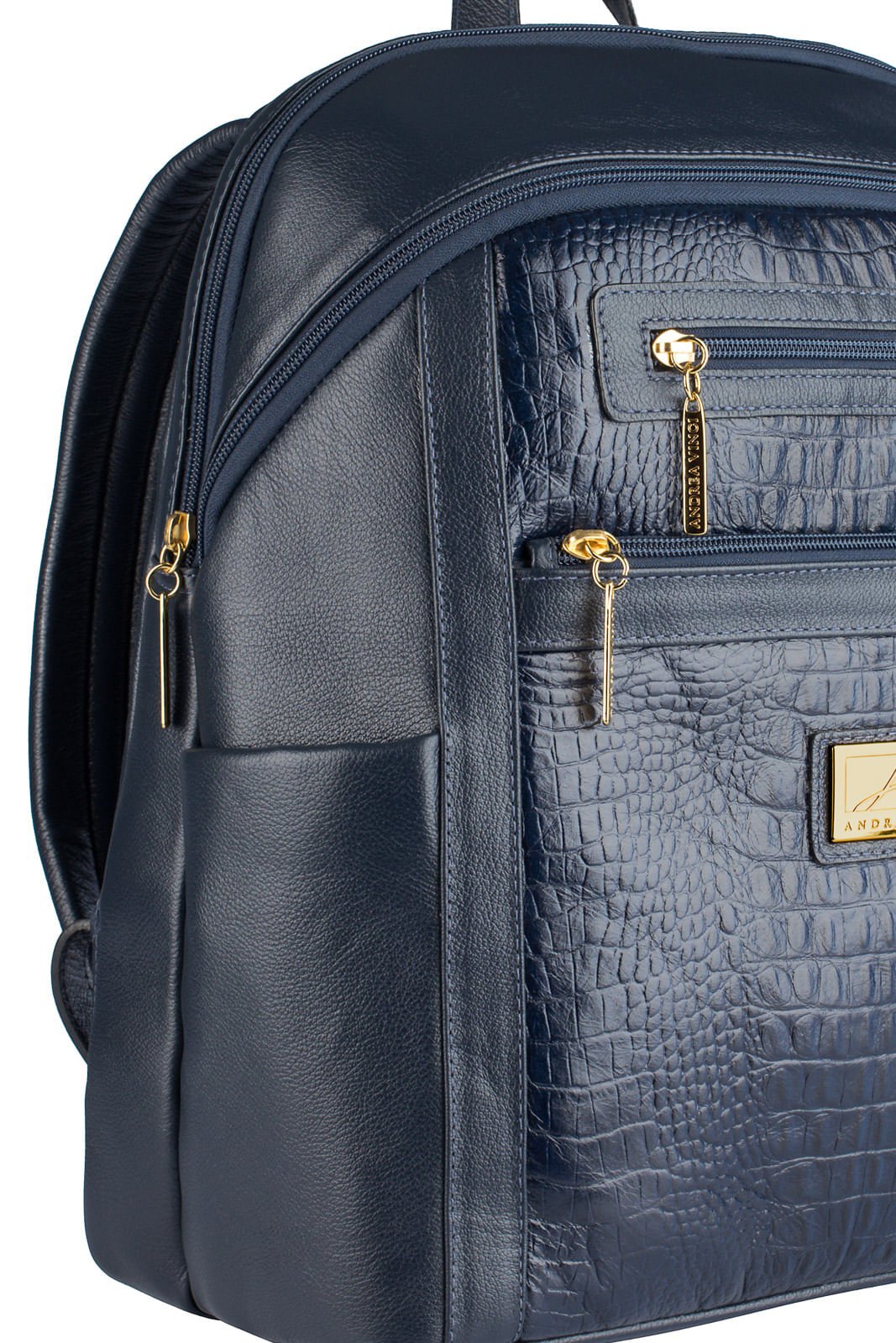 Mochila grande de couro croco Marcela Azul 4