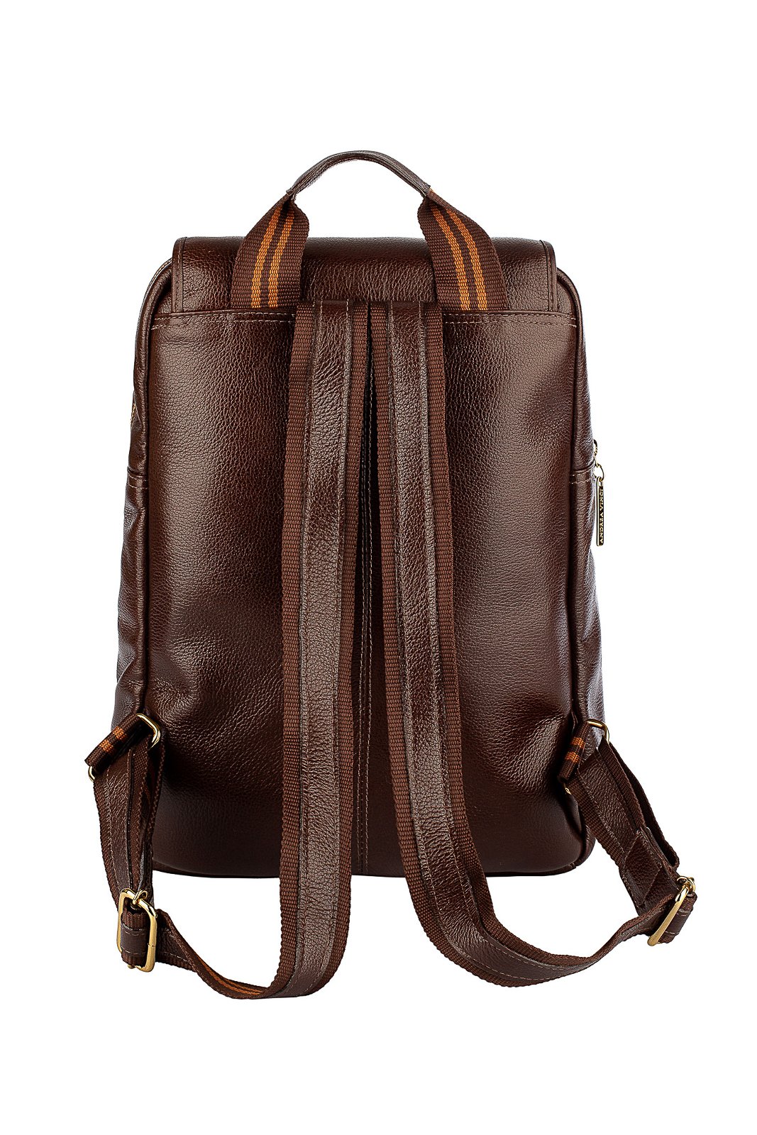 Mochila de couro liso Trip Marrom 5