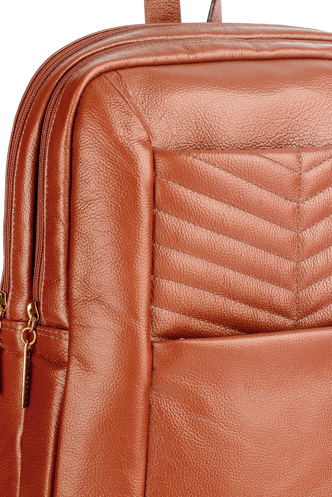 Mochila de couro grande liso slim Patricia Marrom 2