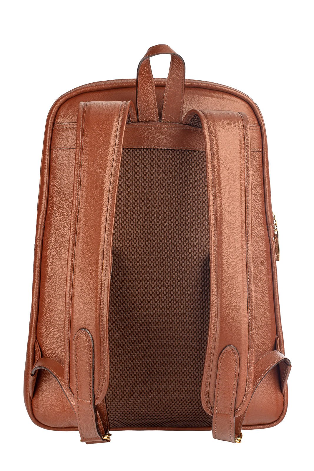 Mochila de couro grande liso slim Patricia Marrom 4