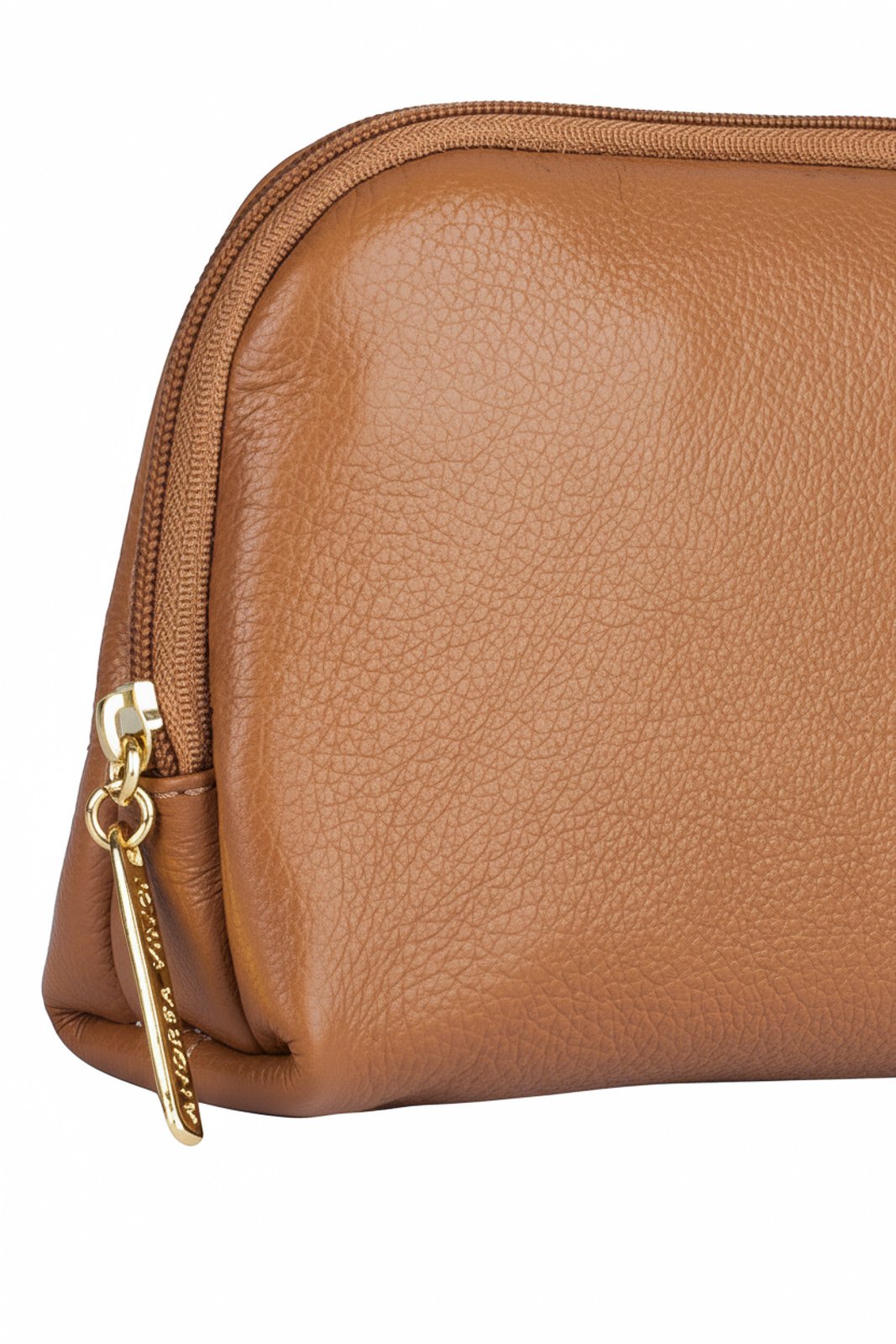 Necessaire pequena de couro liso Duda Caramelo 2