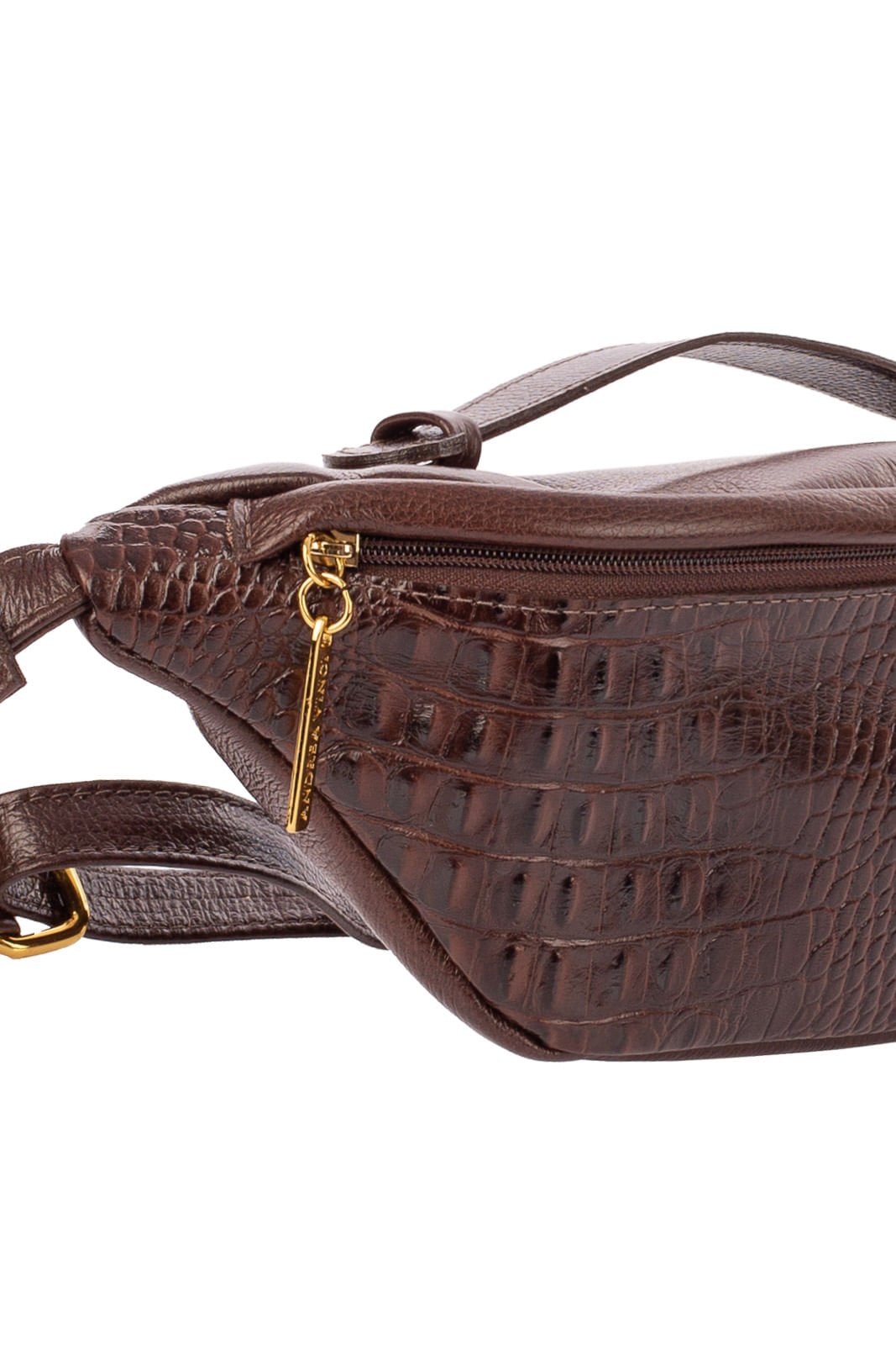 Pochete feminina grande de couro croco Dalia Marrom 5