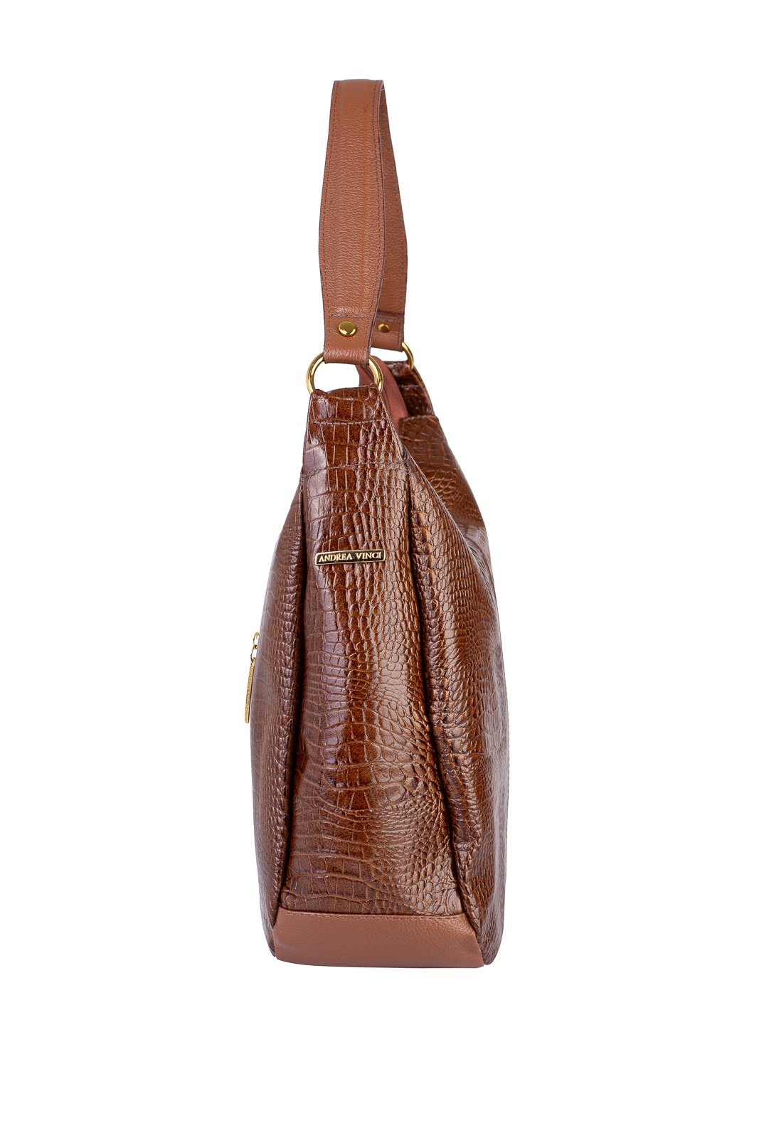 Bolsa saco grande de couro croco Carla Marrom 5