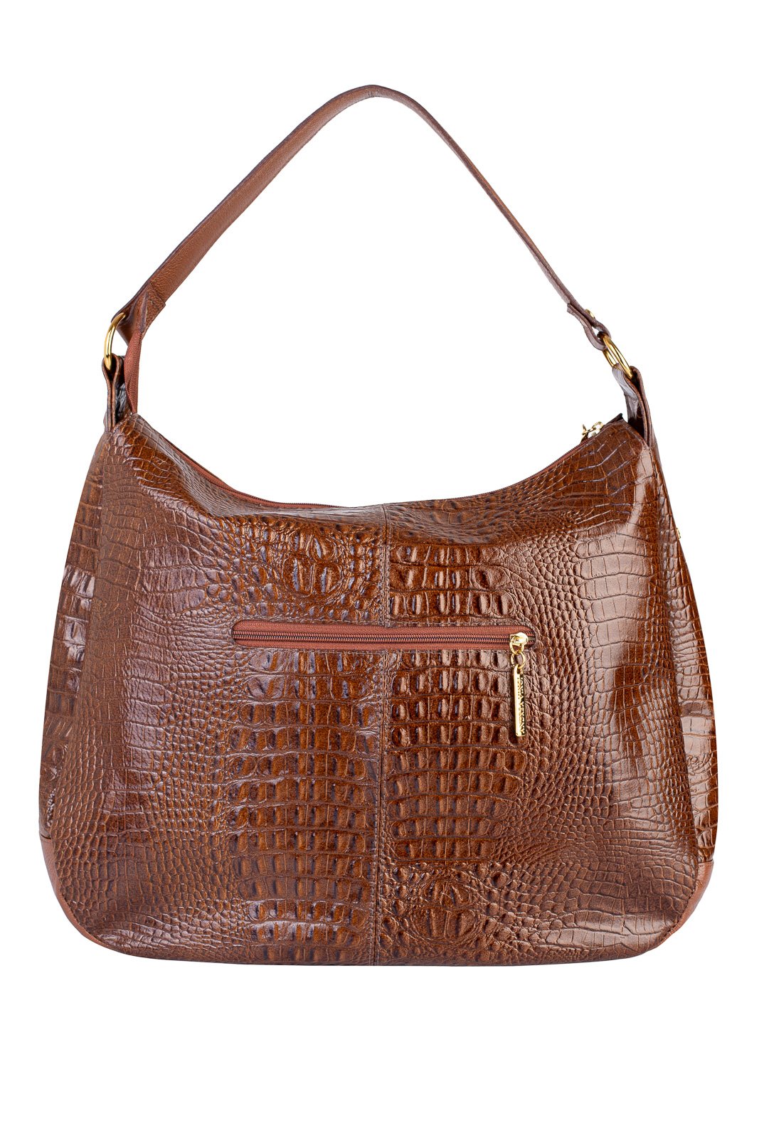 Bolsa saco grande de couro croco Carla Marrom 6