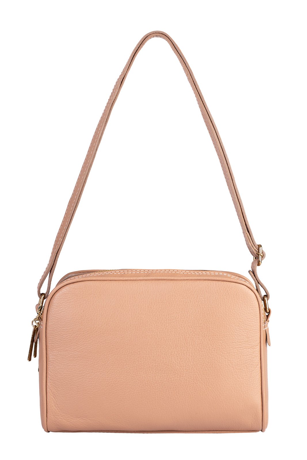 Bolsa quadrada de couro liso Daiana Bege 1