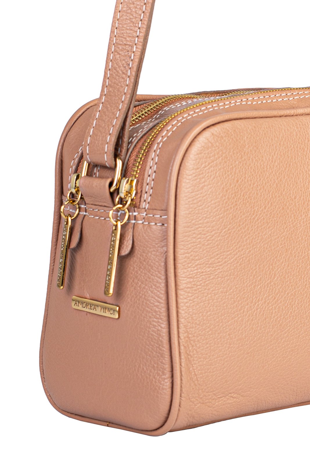 Bolsa quadrada de couro liso Daiana Bege 2