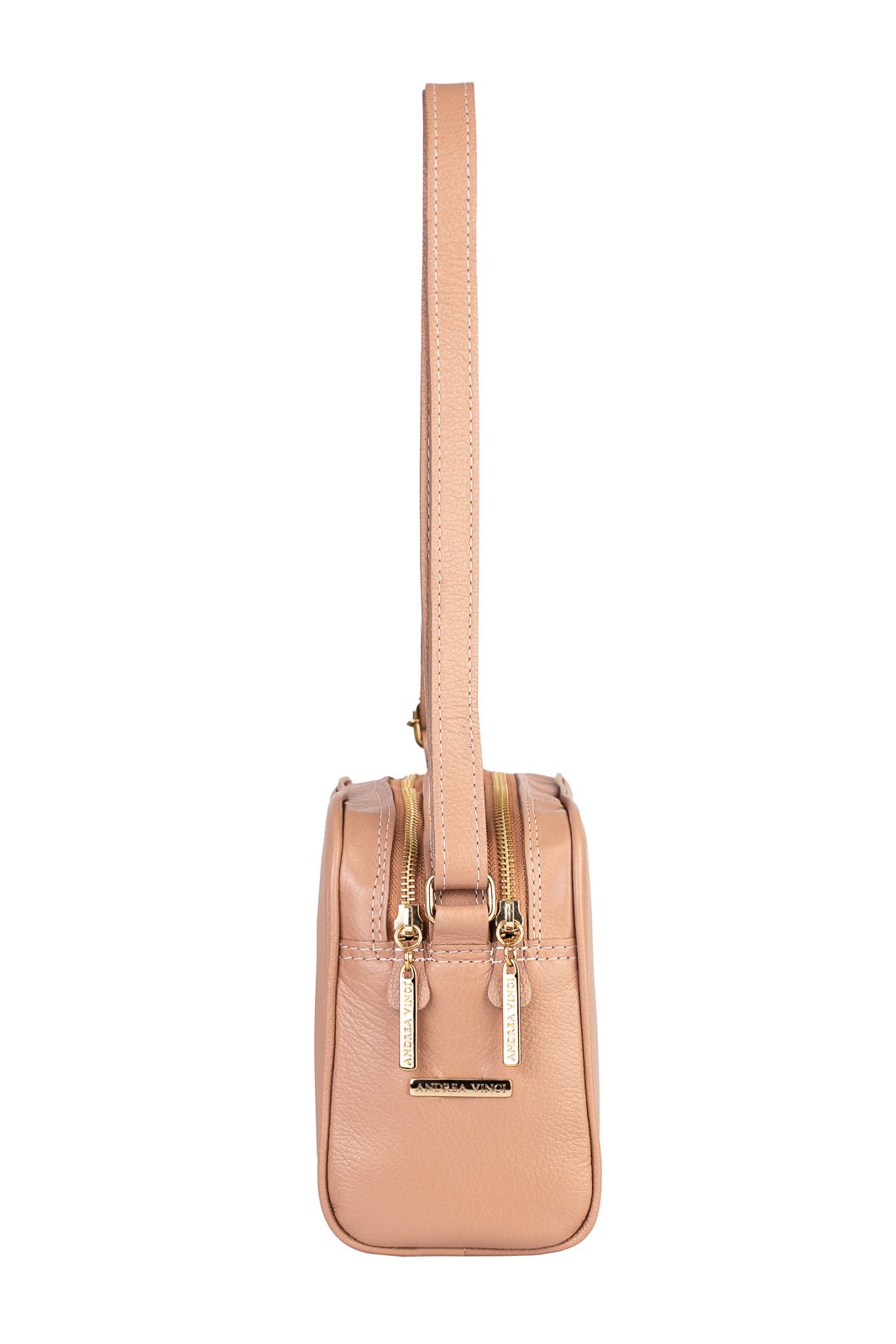 Bolsa quadrada de couro liso Daiana Bege 4