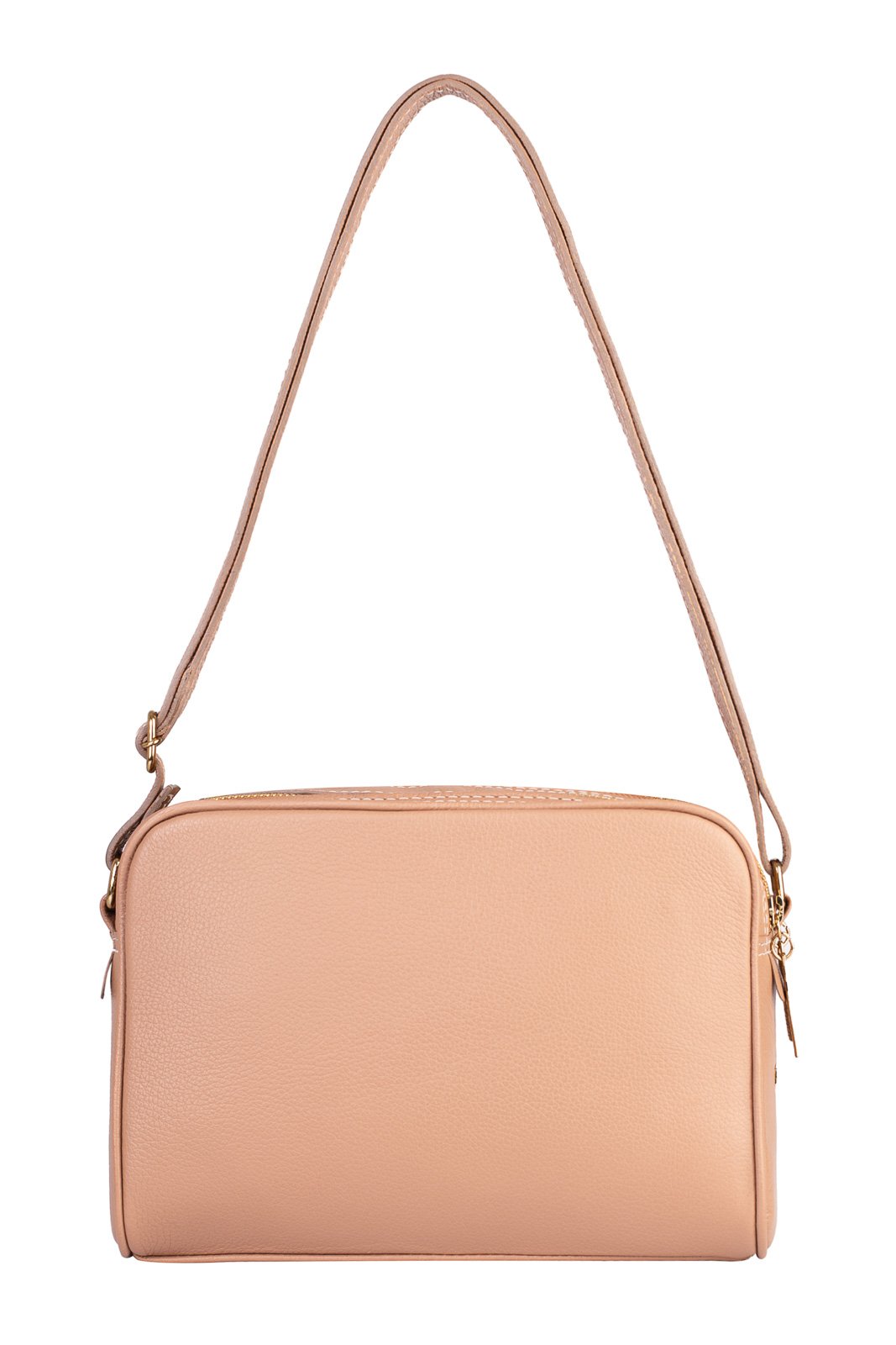 Bolsa quadrada de couro liso Daiana Bege 5