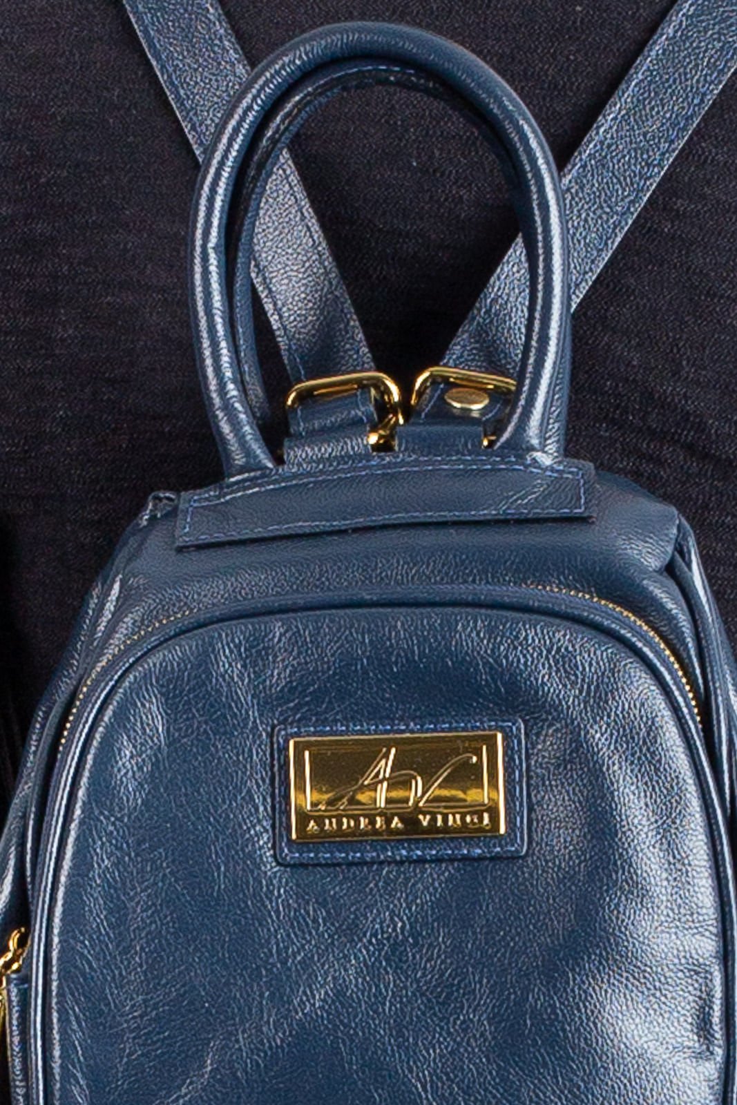 Mochila 3 em 1 de couro liso Sabrina Azul 2