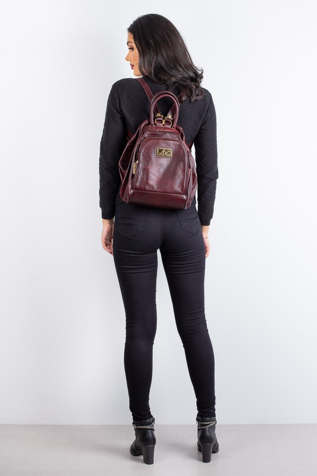 Mochila 3 em 1 de couro liso Sabrina 3