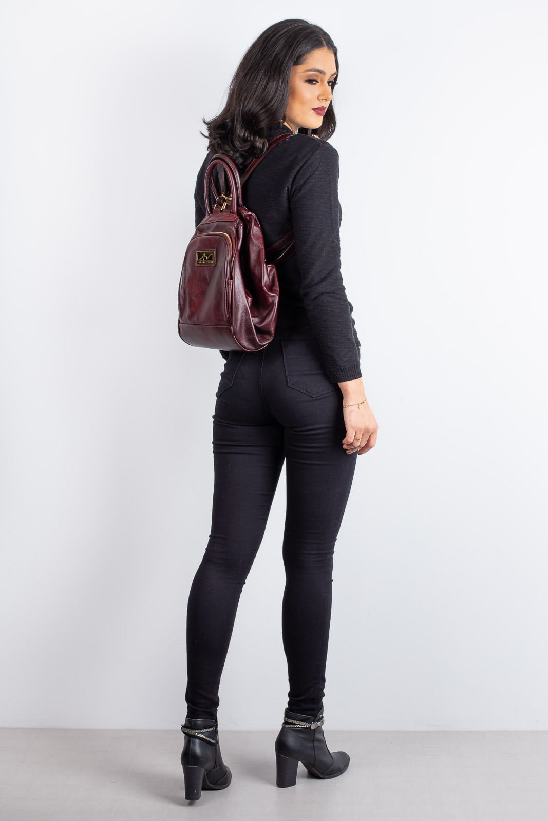 Mochila 3 em 1 de couro liso Sabrina 4