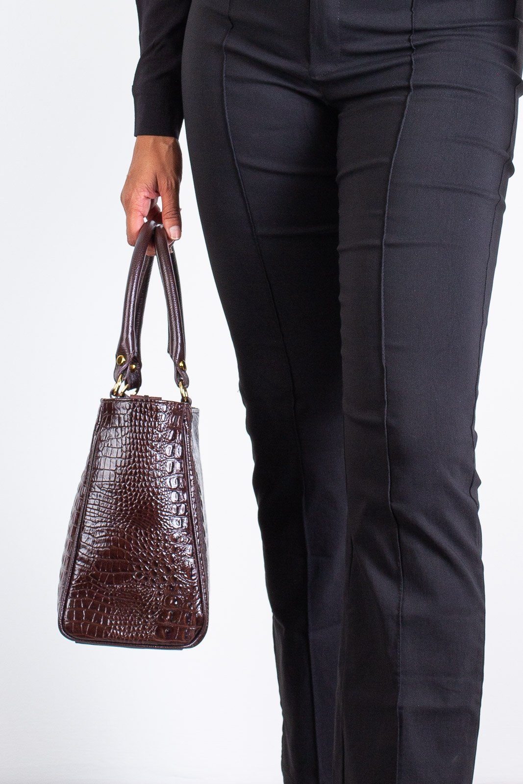 Bolsa feminina de couro croco Eliza Marrom 4