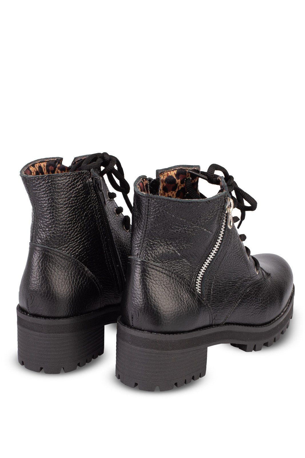 Coturno feminino em couro cano curto  7625A Preto 6