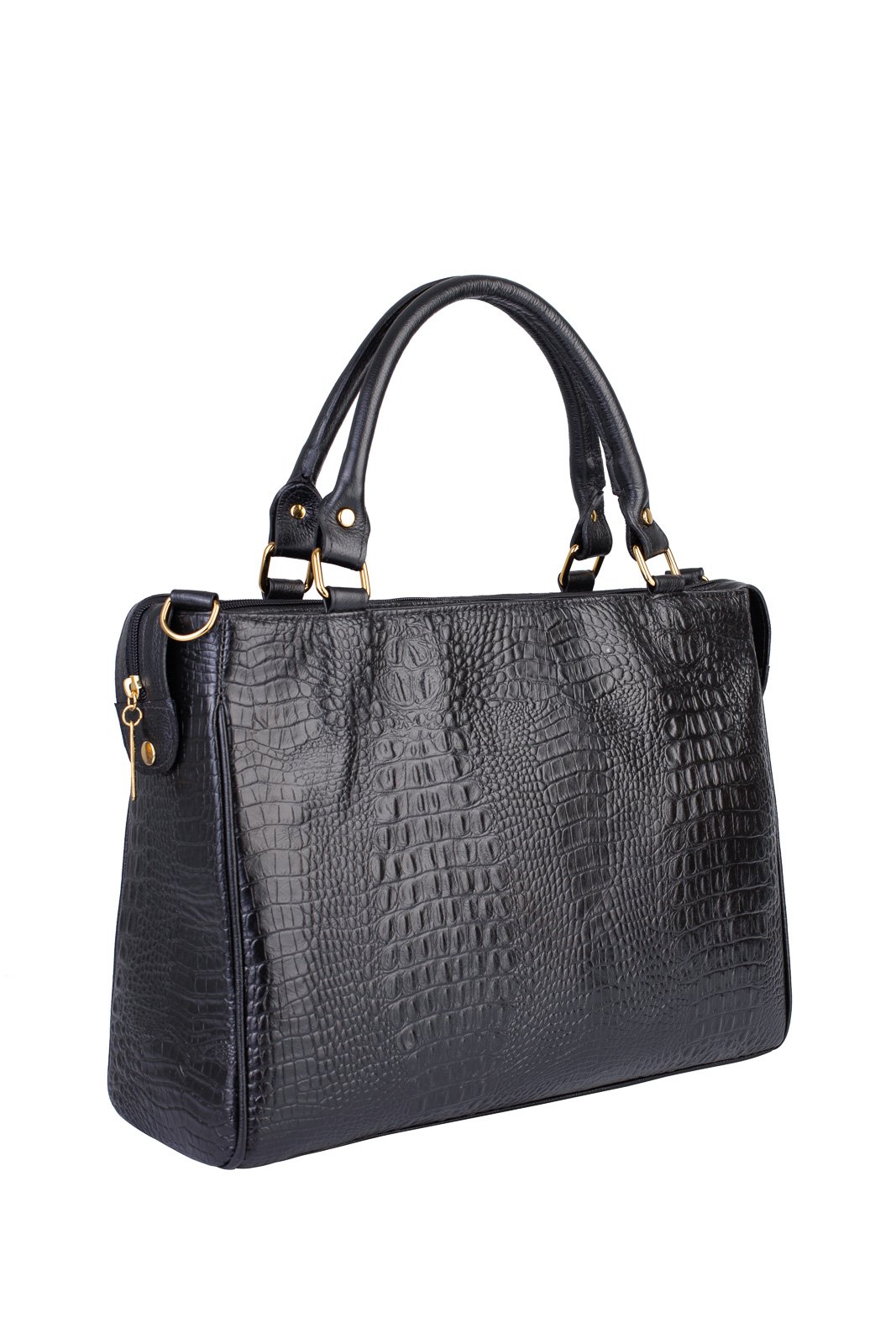 Pasta feminina de couro croco Esther Preto 3