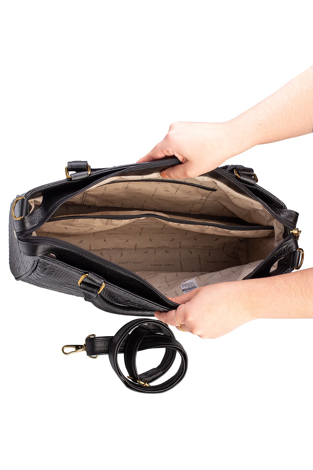 Pasta feminina de couro croco Esther Preto 4