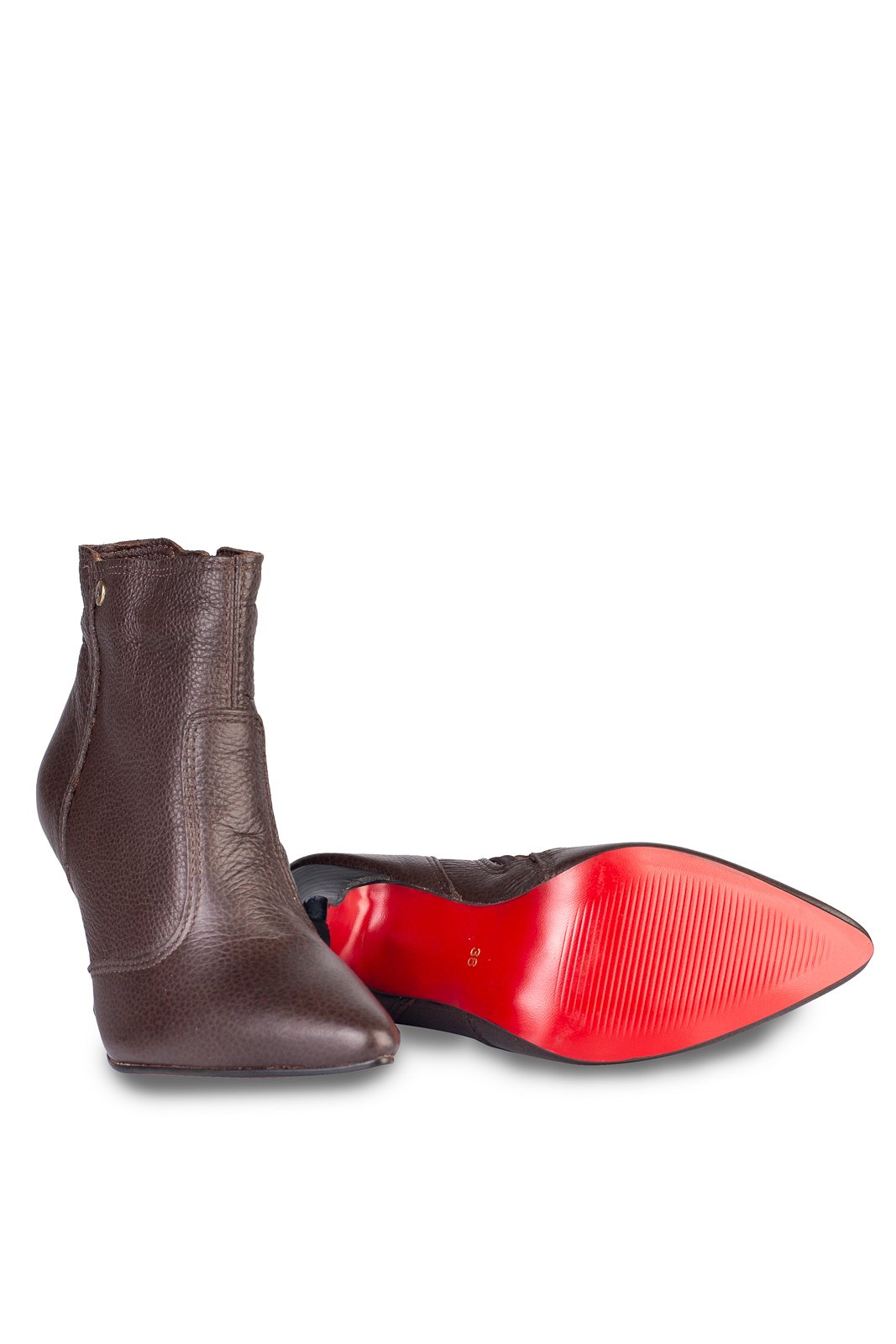 Bota de couro 2 em 1 salto fino 040 Marrom 5