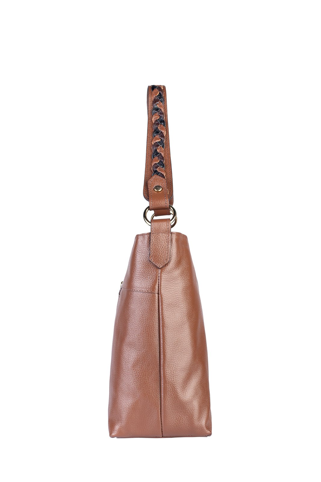 Bolsa de ombro em couro liso Flavia Marrom Claro 3