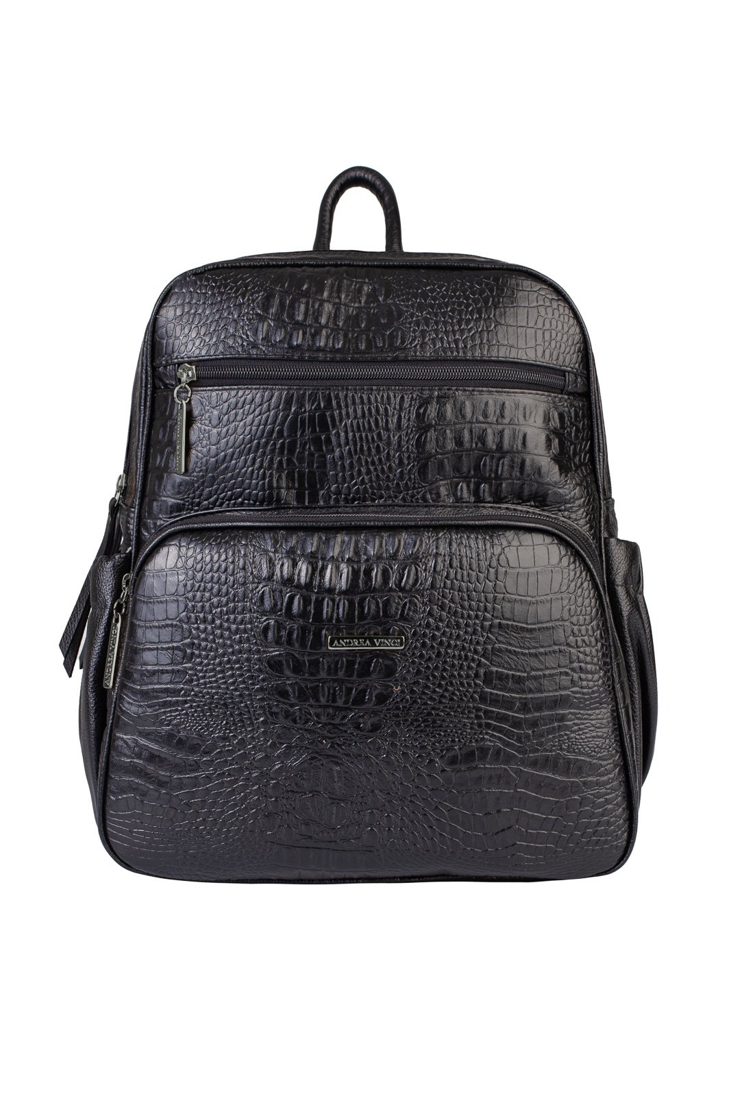 Mochila feminina de couro croco grafite Zaya
