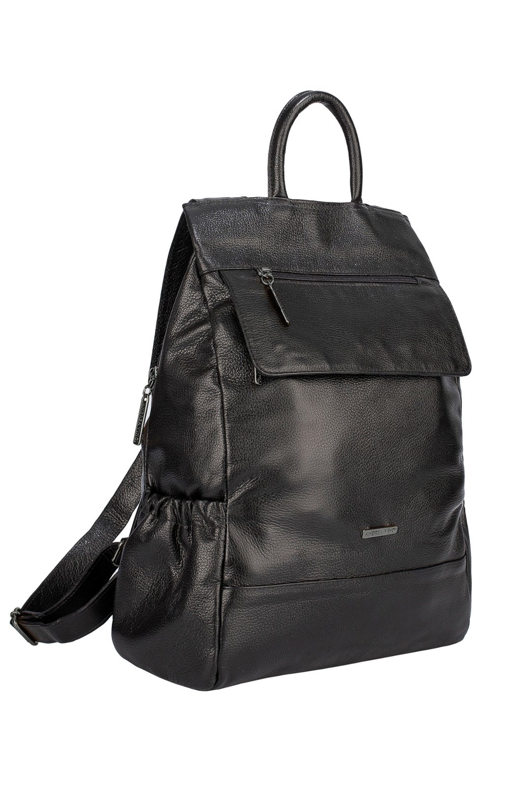 Mochila antifurto de couro liso grafite Suelen Preto 2