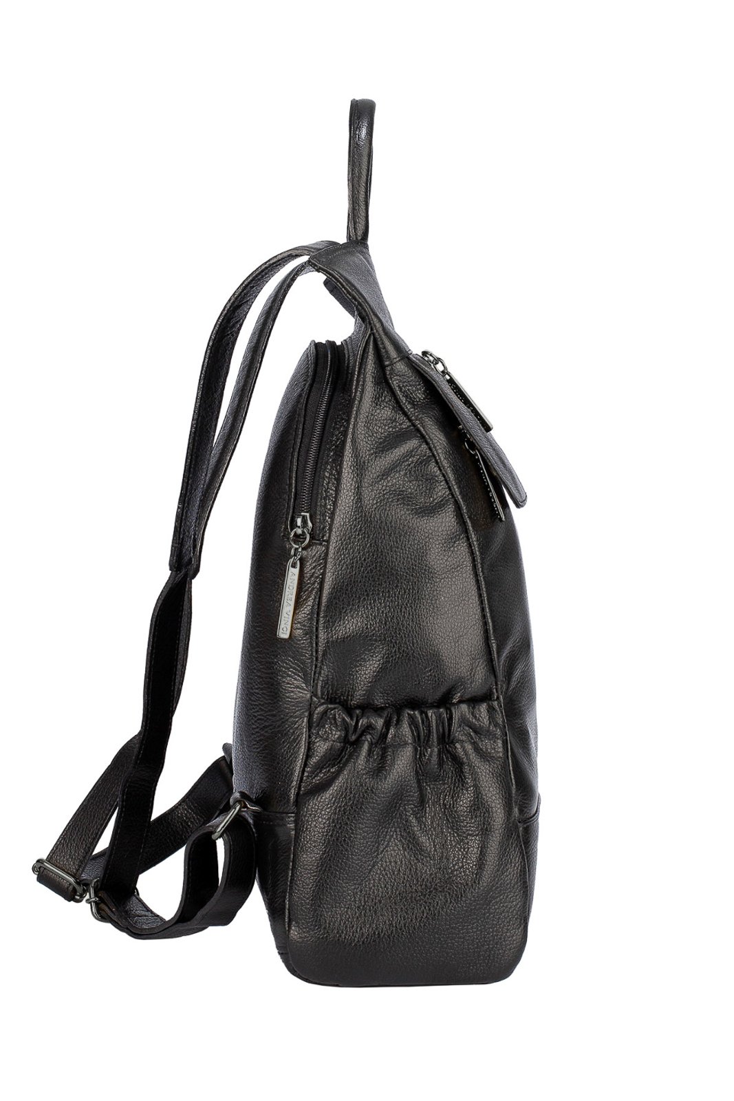 Mochila antifurto de couro liso grafite Suelen Preto 3