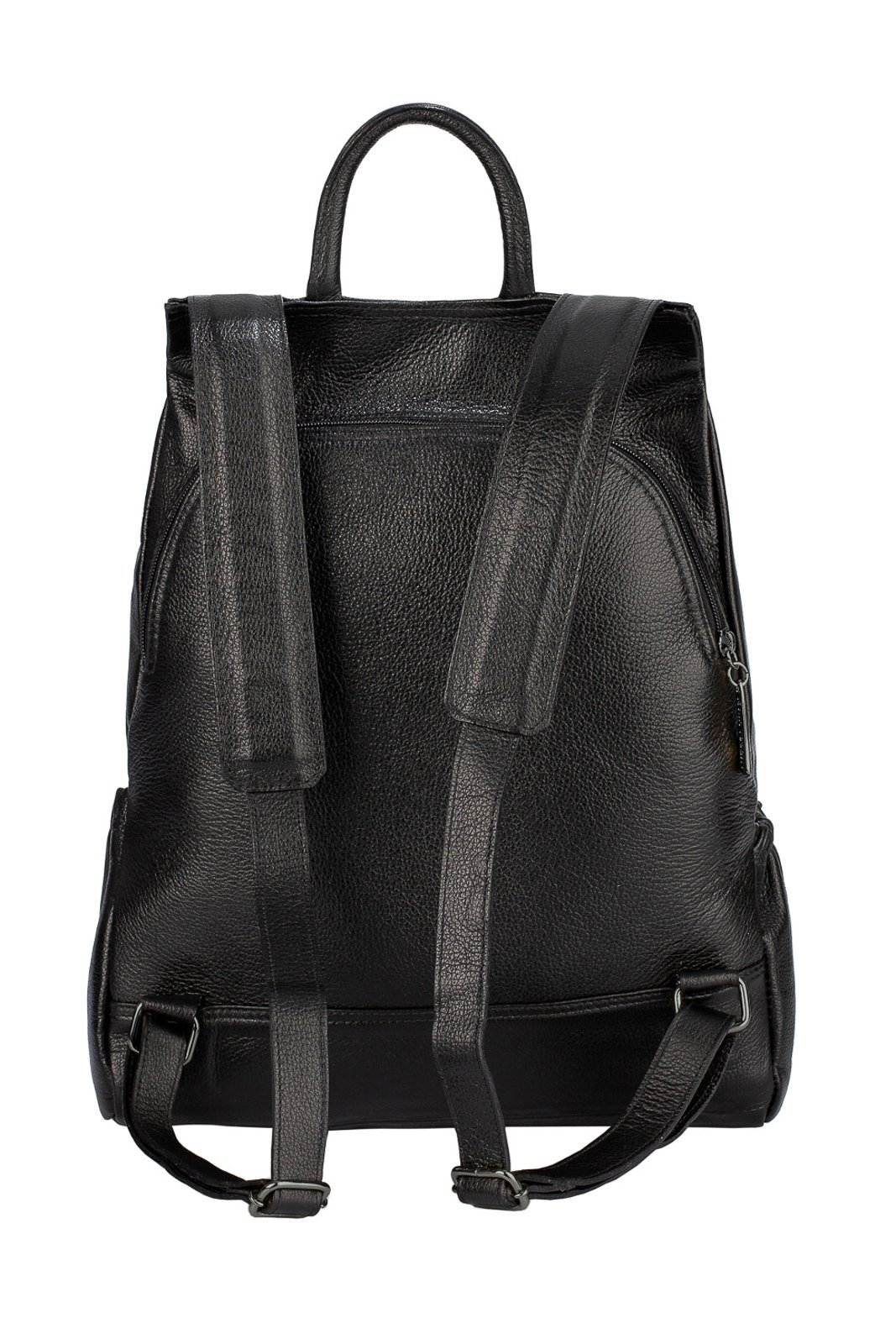 Mochila antifurto de couro liso grafite Suelen Preto 4