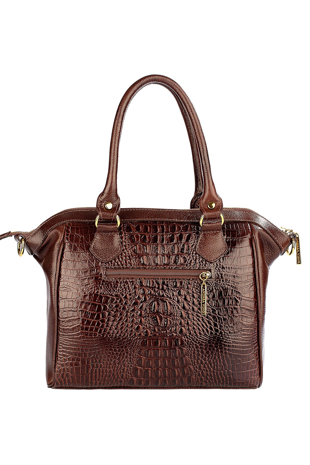 Bolsa estruturada de couro croco Leila Café