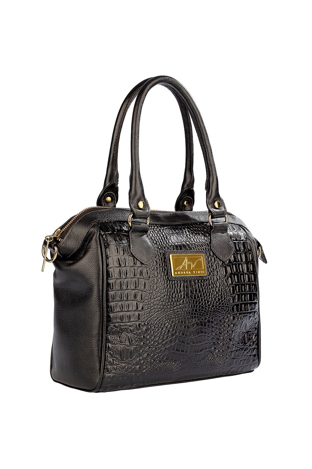 Bolsa estruturada de couro croco Leila Preto 4