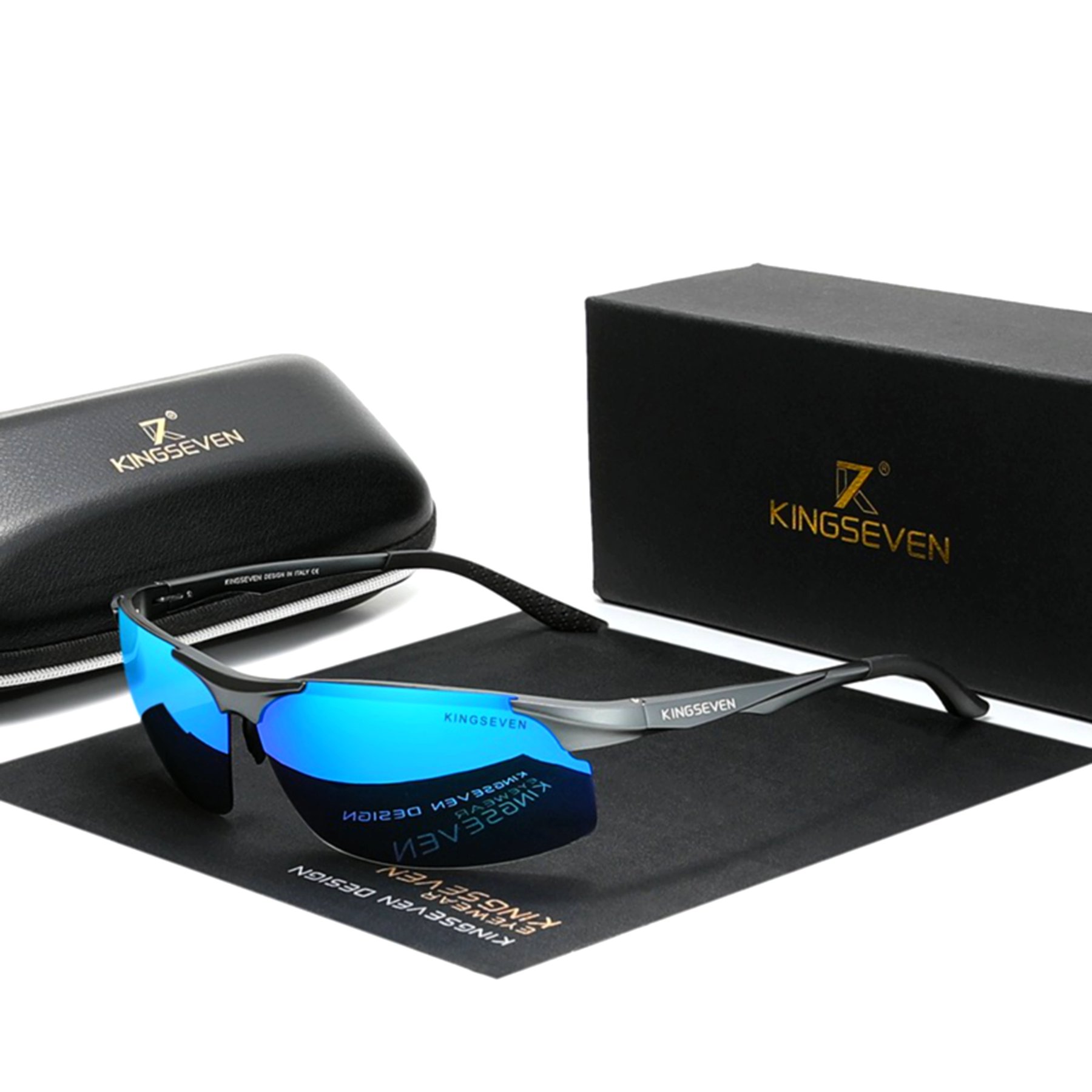 Oculos de sol esportivo kingseven protecao uv400 anti-reflexo Azul 3