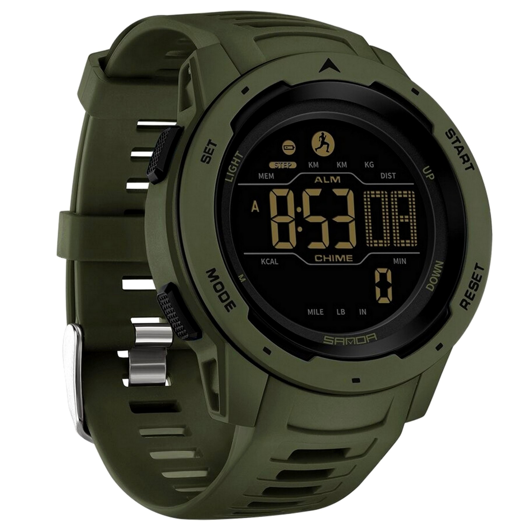  Relogio Esportivo Tela Led Display Luminoso A Prova Dagua  Verde 1