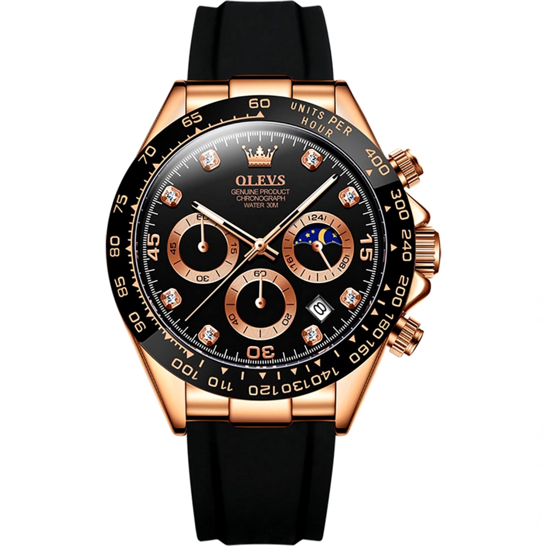 Relogio de Quartzo Masculino Esportivo Luminoso Multifuncional de Quartzo Rosa 1