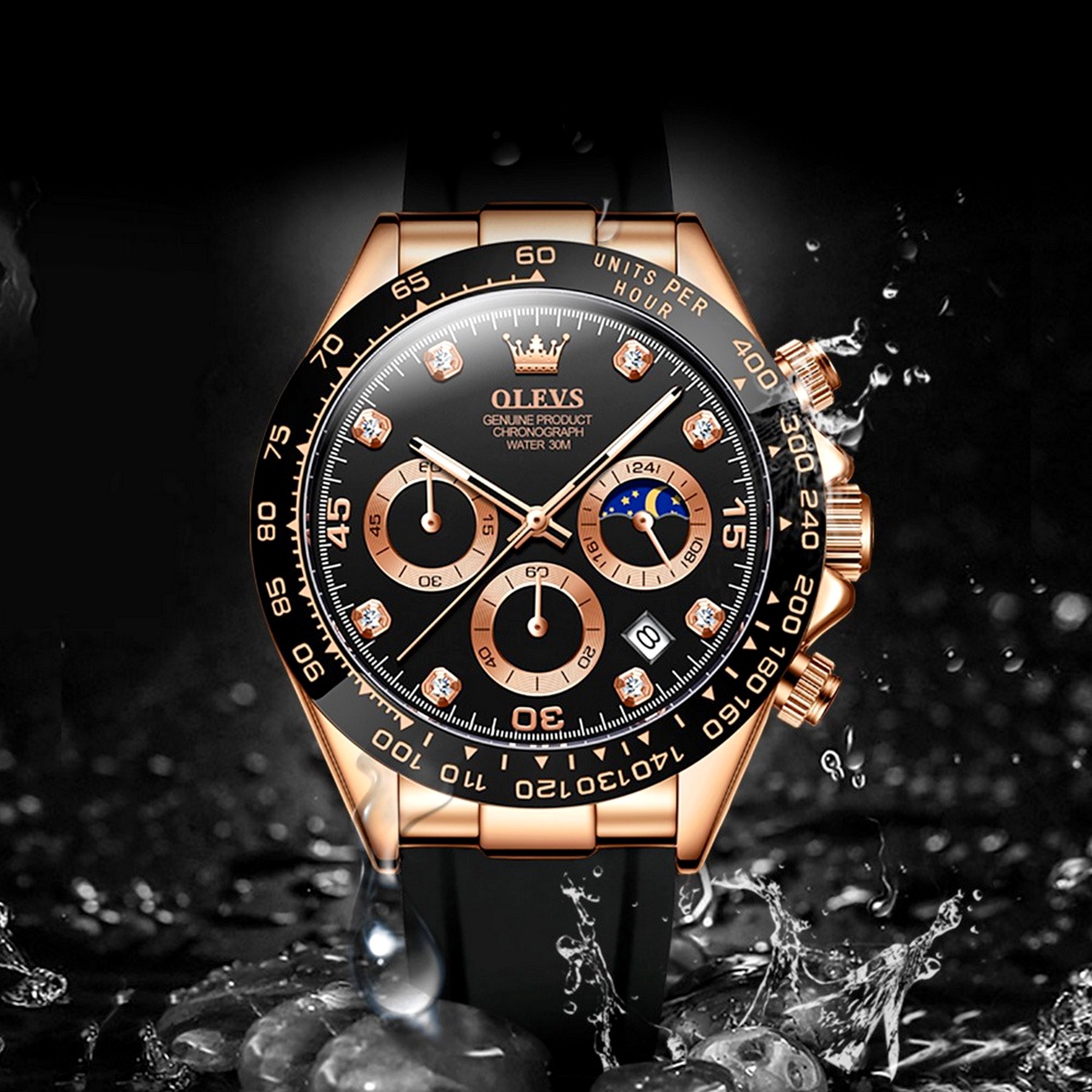 Relogio de Quartzo Masculino Esportivo Luminoso Multifuncional de Quartzo Rosa 2