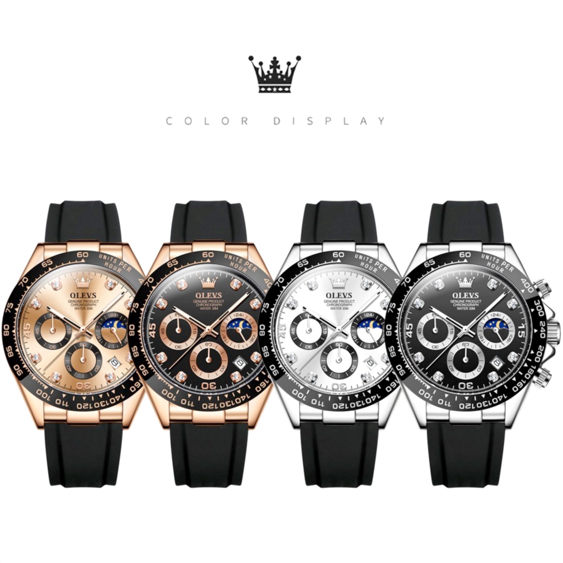 Relogio de Quartzo Masculino Esportivo Luminoso Multifuncional de Quartzo Rosa 4