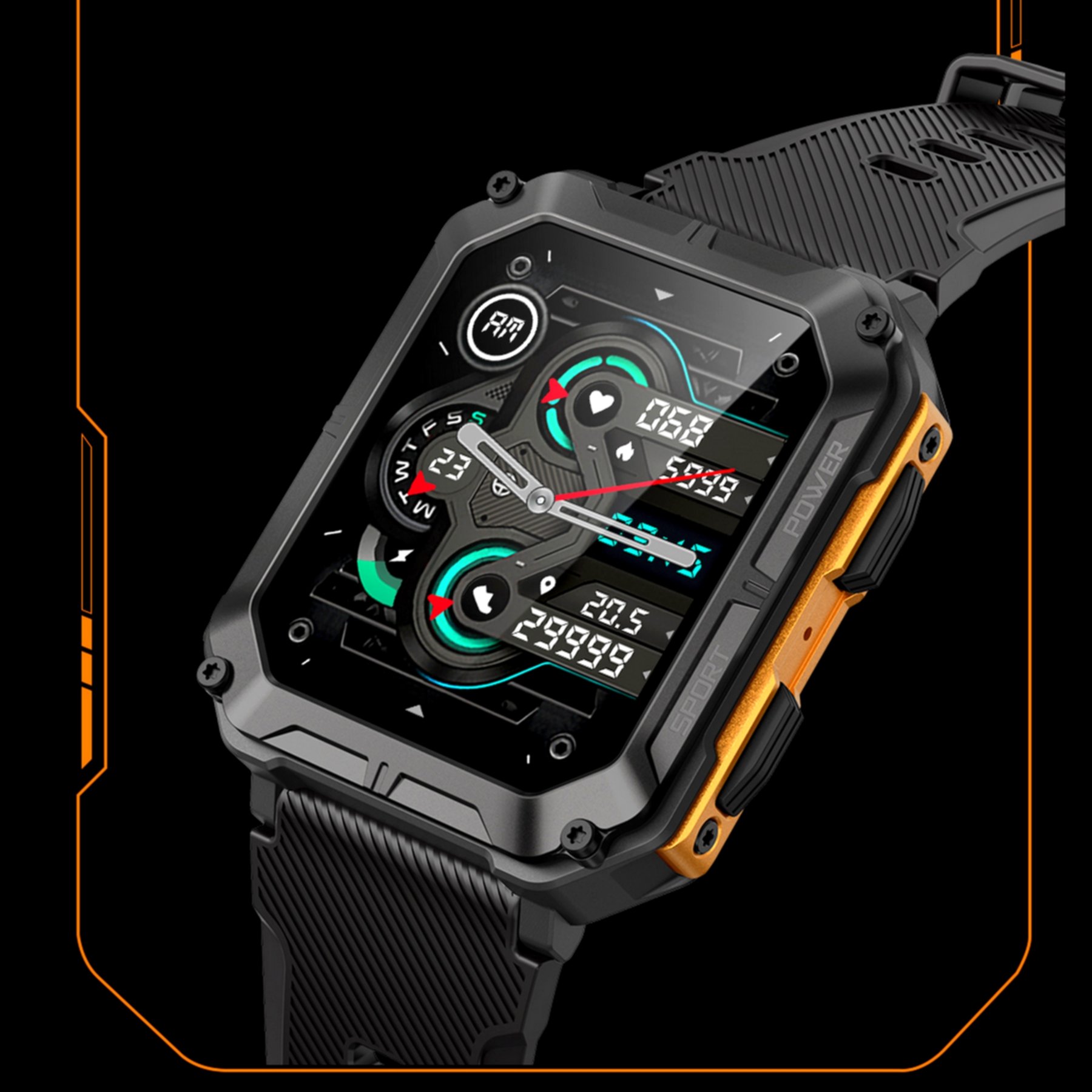 Relogio masculino esportivo bluetooth chamada  tela HD 1.83 Polegada Ip68 Laranja 2