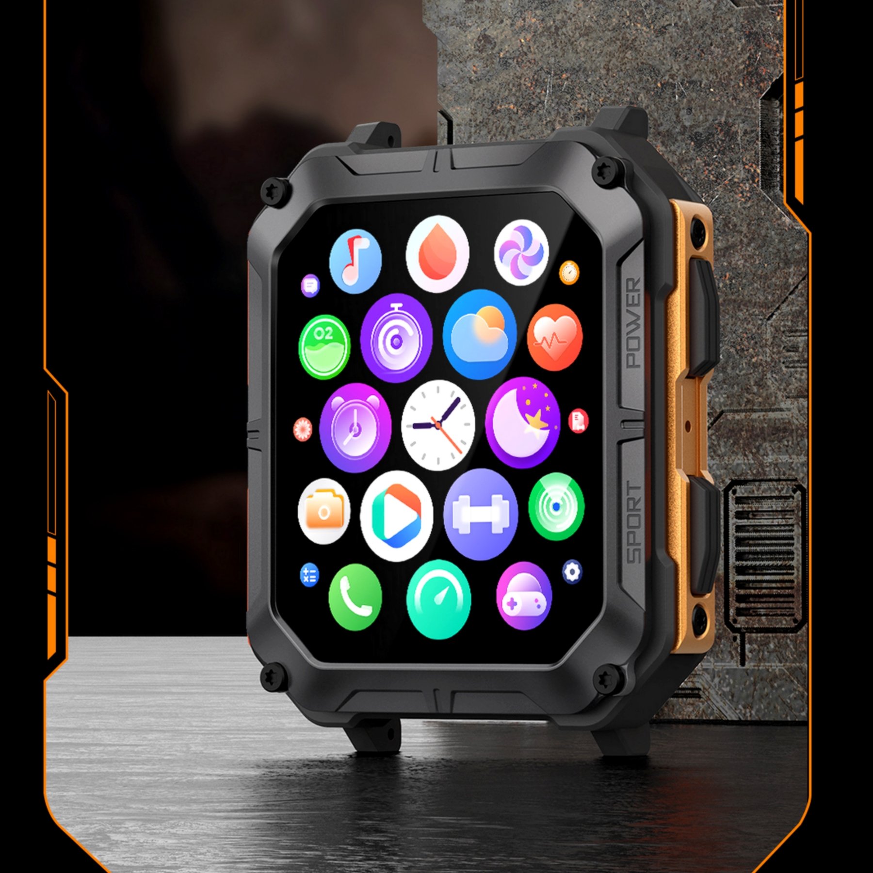 Relogio masculino esportivo bluetooth chamada  tela HD 1.83 Polegada Ip68 Laranja 4