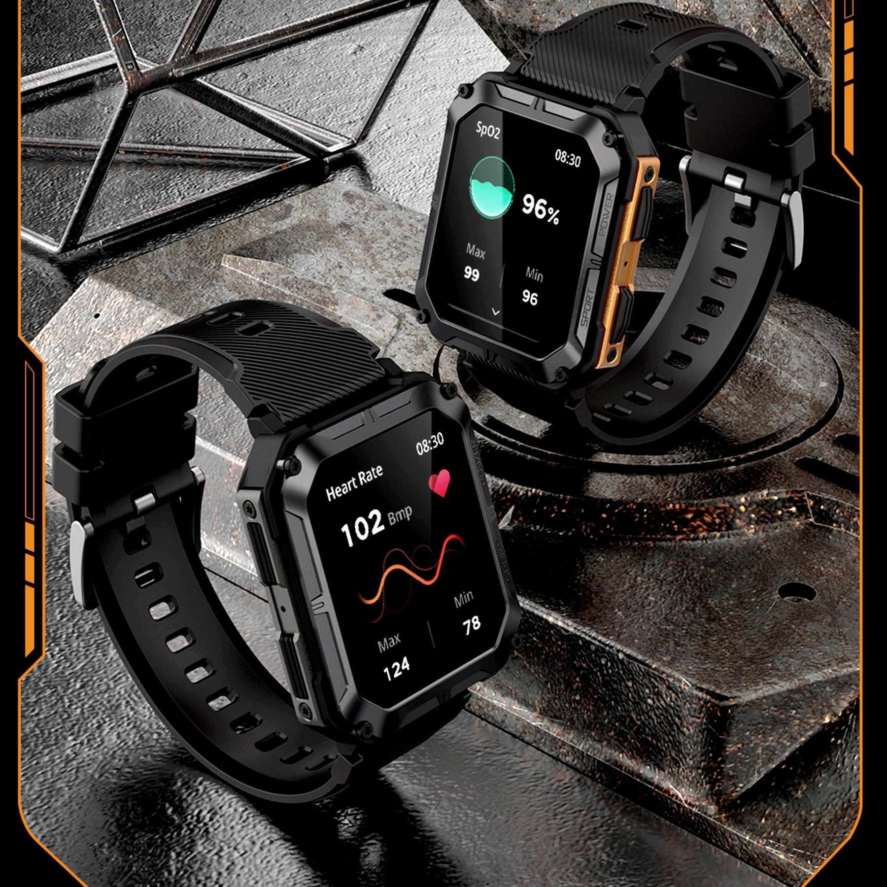 Relogio masculino esportivo bluetooth chamada  tela HD 1.83 Polegada Ip68 Laranja 5