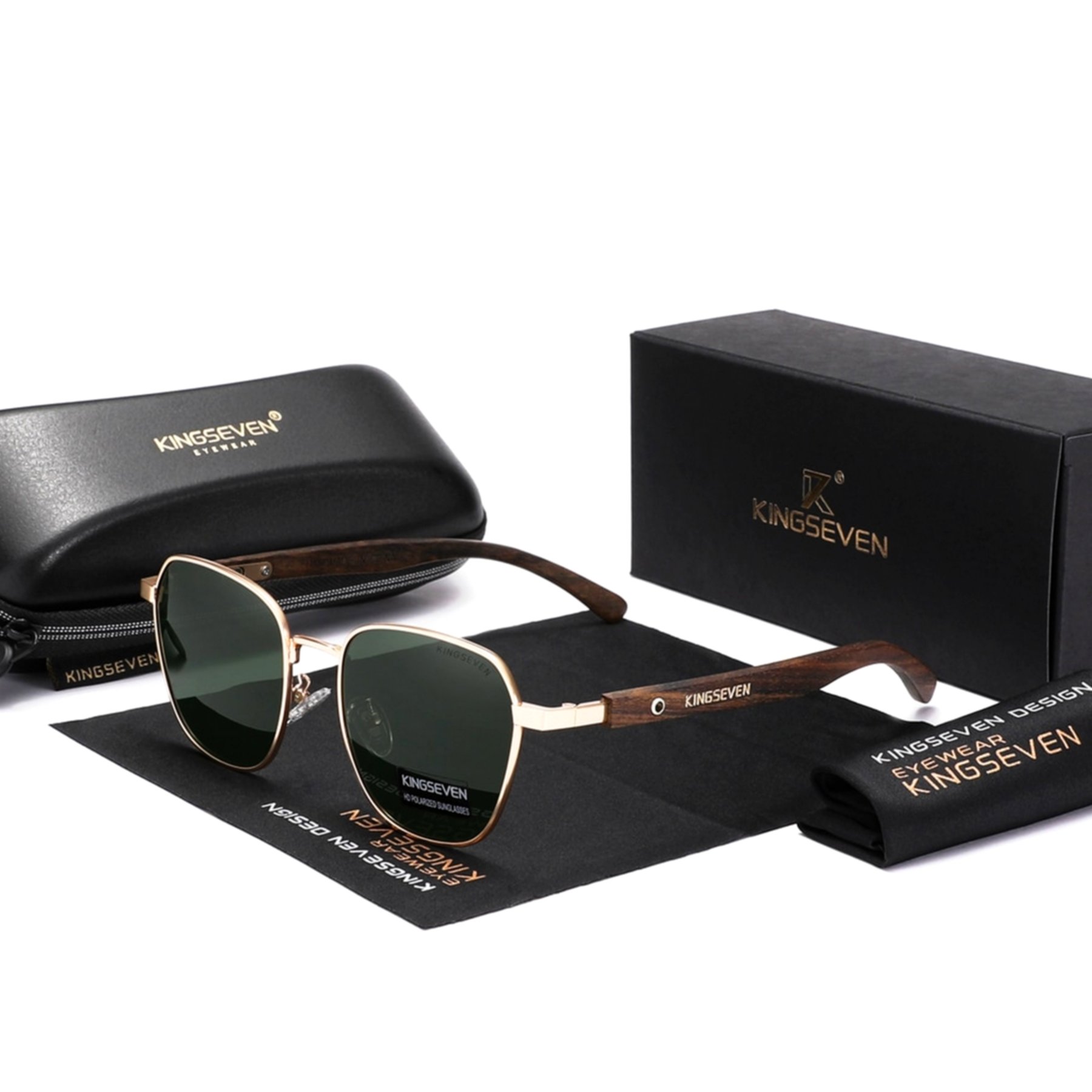 Oculos de sol Polarizado Hastes Madeira para Homens e Mulheres Protecao UV400 Verde 3