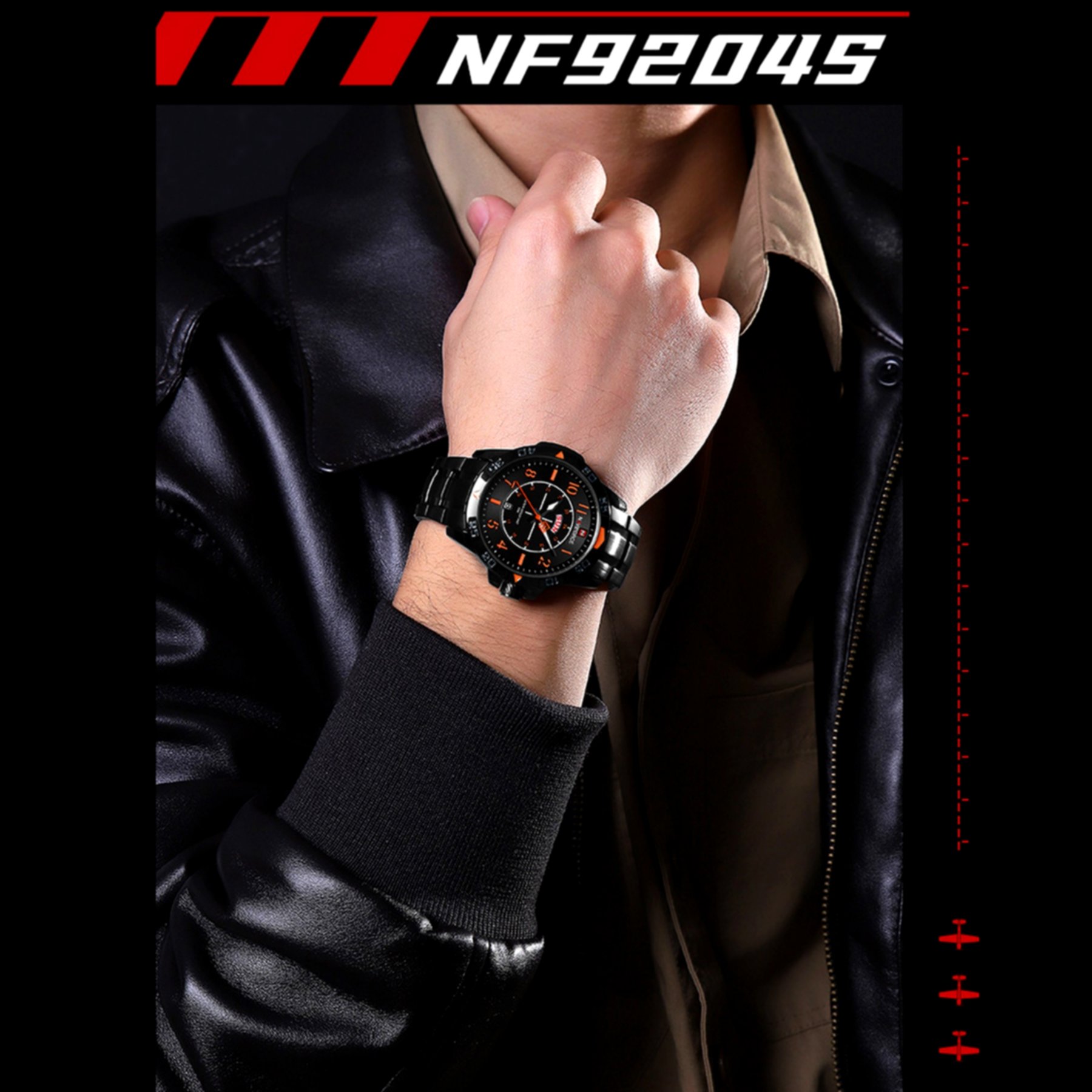 Relogio de Pulso Masculino Impermeavel Aco inoxidavel Movimento Quartzo Laranja 5