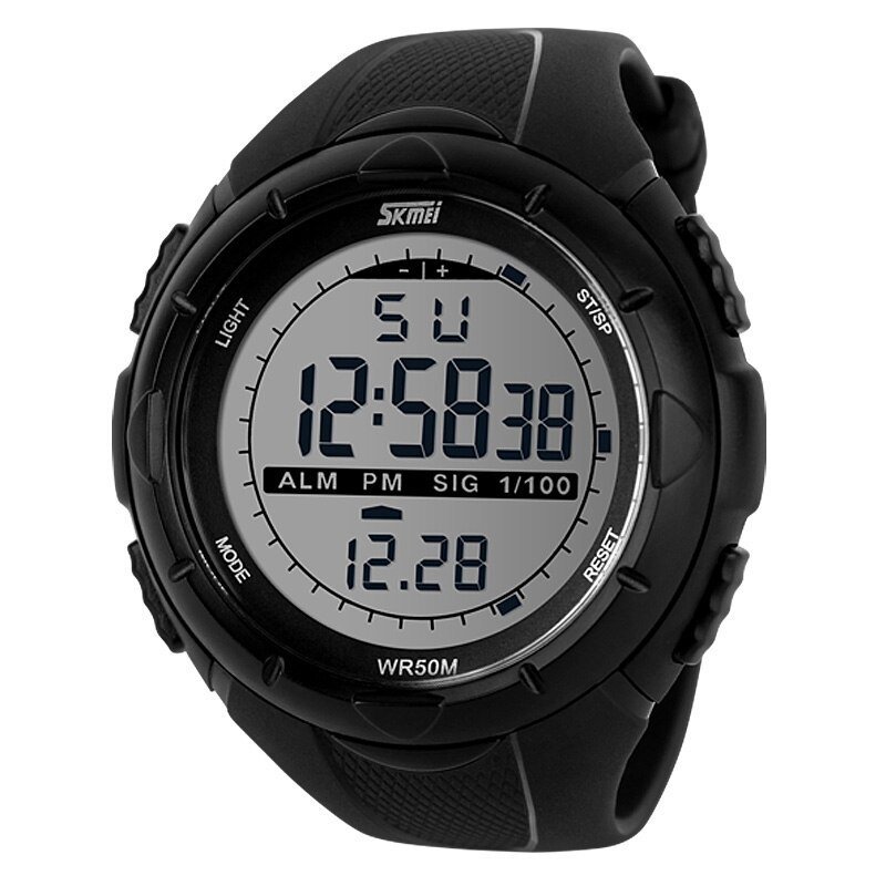 Relogio masculino resistente ao choque do esporte digital Preto 2