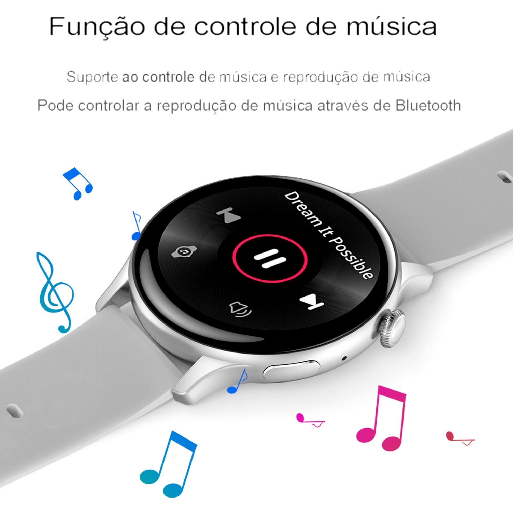 Relogio Inteligente Impermeavel para Homens e Mulheres, Chamada Bluetooth, Tela Amoled HD Cinza 8