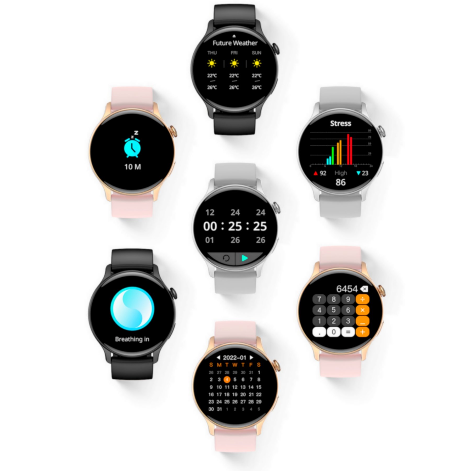 Relogio Inteligente Impermeavel para Homens e Mulheres, Chamada Bluetooth, Tela Amoled HD Cinza 9
