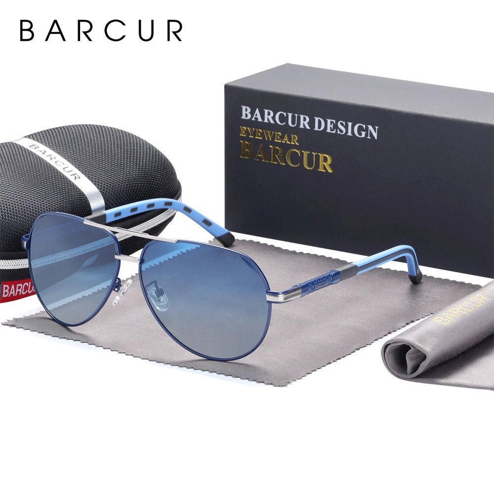Oculos polarizados Barcur para homens e mulheres, lente gradiente, 8768 Azul 1