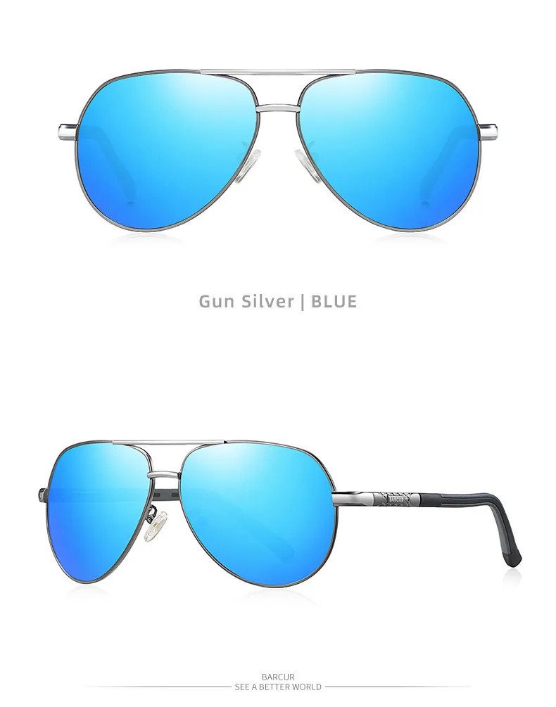 Oculos polarizados Barcur para homens e mulheres, lente gradiente, 8768 Azul 3