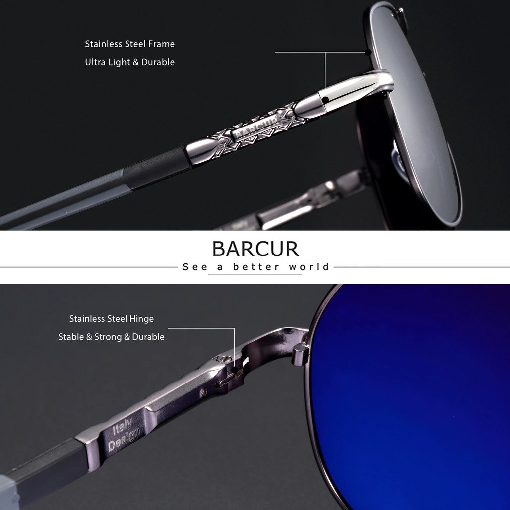 Oculos polarizados Barcur para homens e mulheres, lente gradiente, 8768 Azul 4
