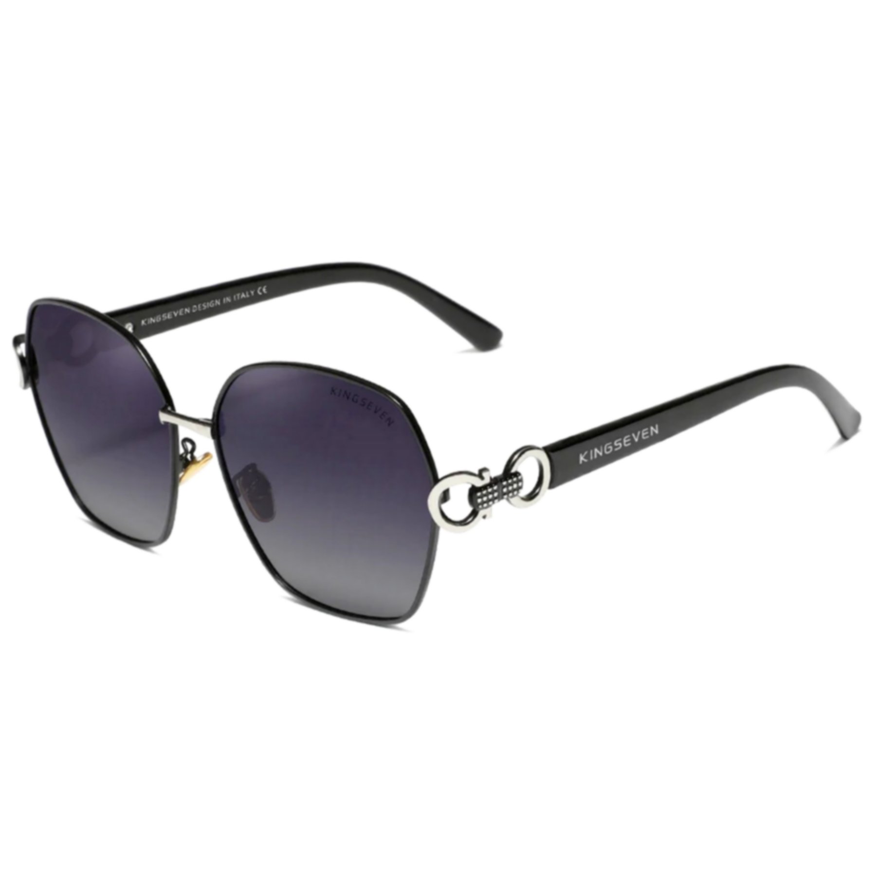 Oculos de Sol Borboleta Feminino Retro Design Duplo Anel Quadrado Protecao UV400 Preto 1