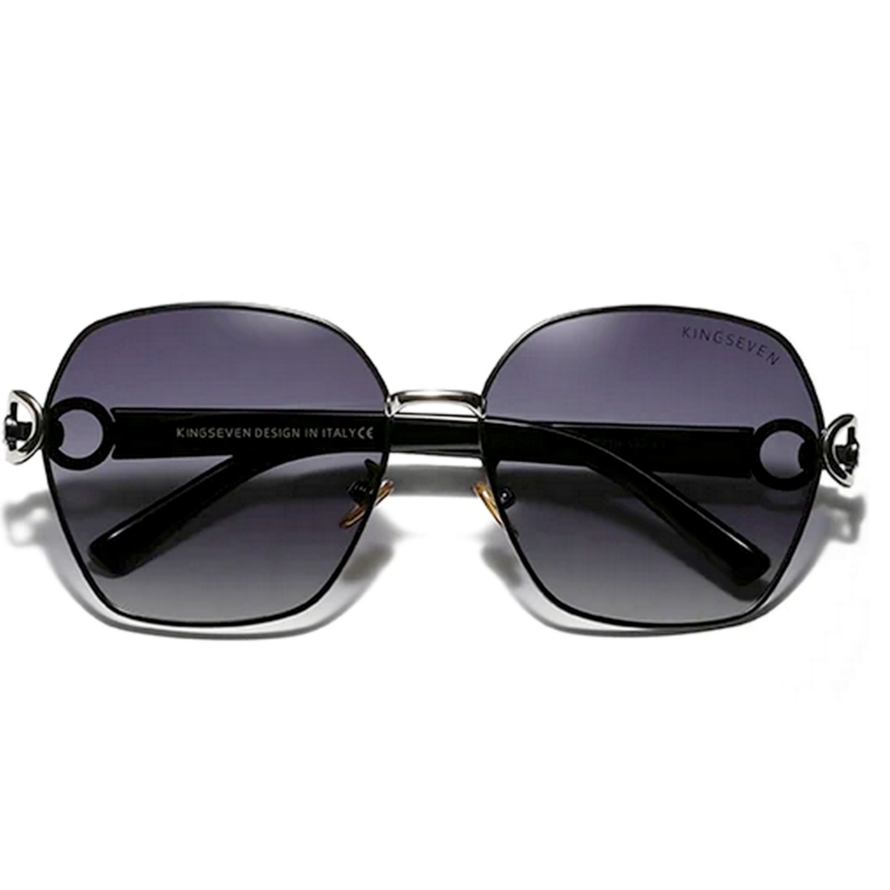 Oculos de Sol Borboleta Feminino Retro Design Duplo Anel Quadrado Protecao UV400 Preto 2