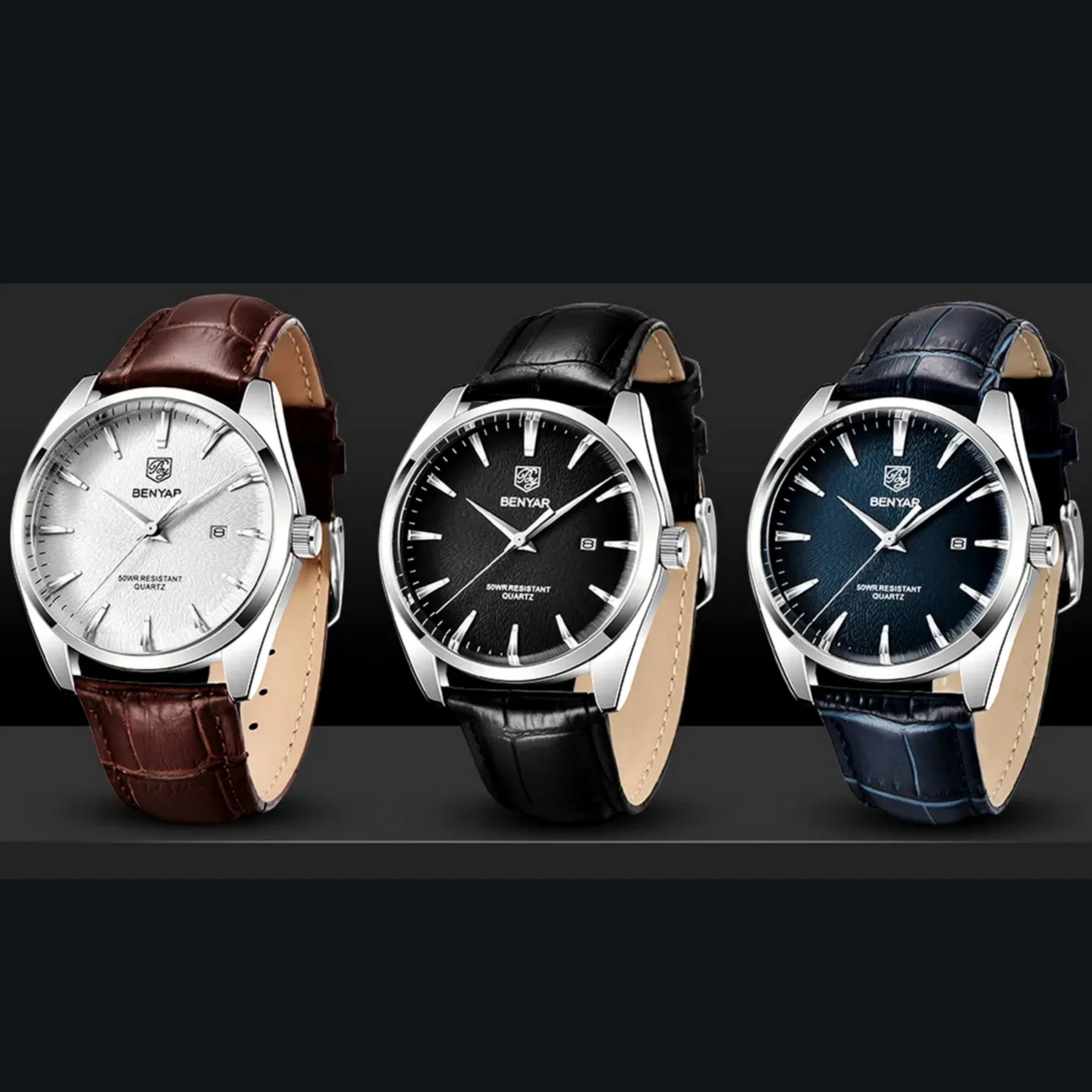 Relogio De Quartzo Masculino Design Classico Esportivo A Prova D Agua Preto 4