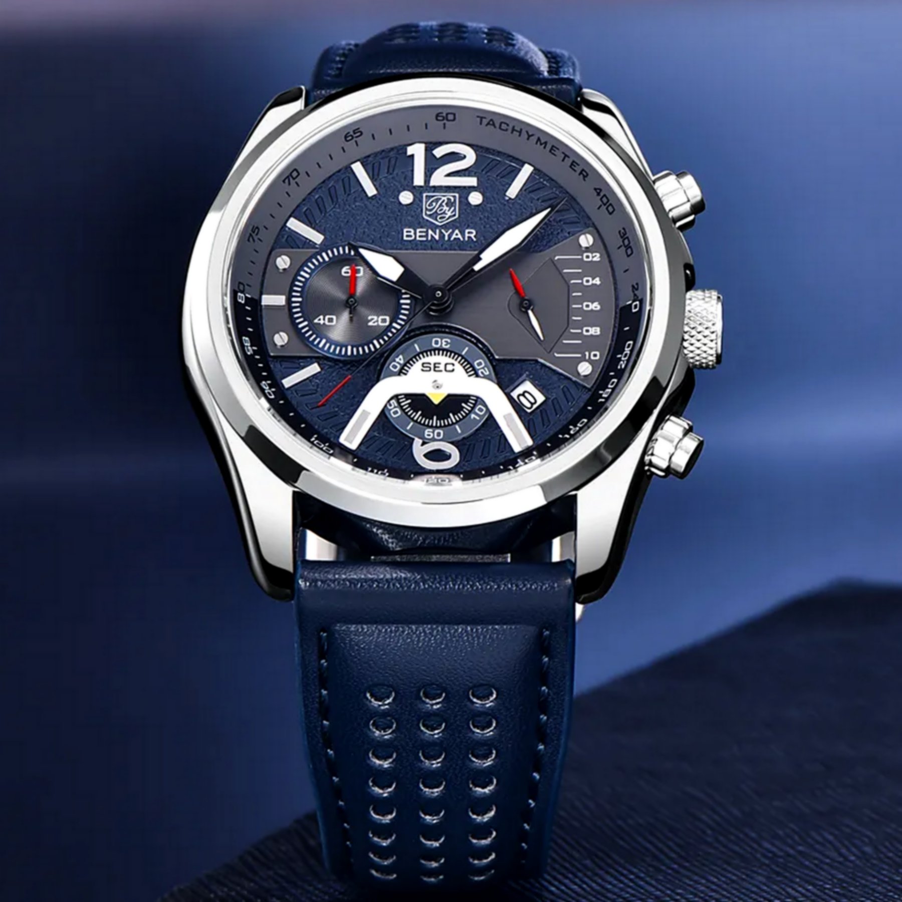 Relogio De Quartzo Esportivo Masculino Design Classico A Prova D Agua Azul 2