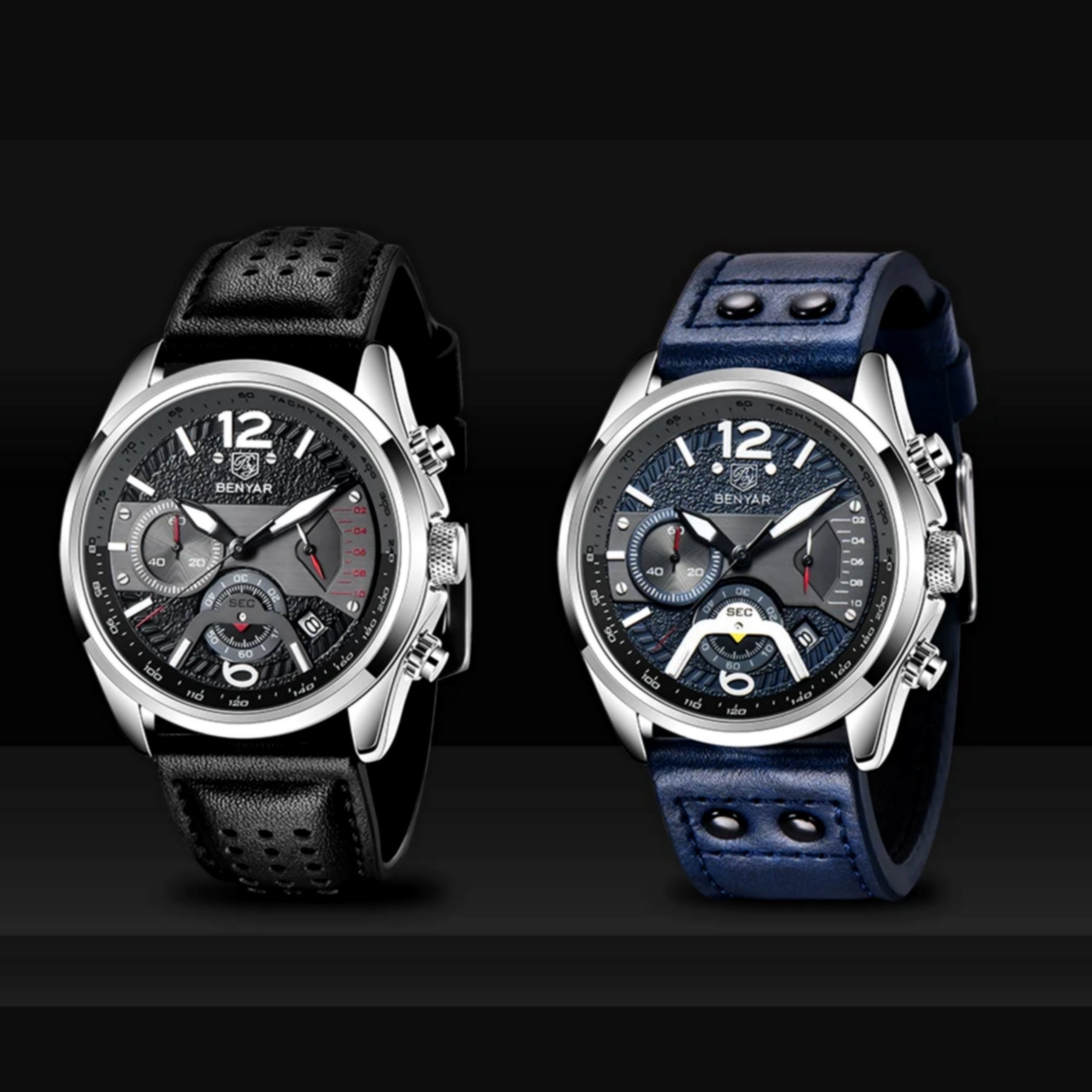 Relogio De Quartzo Esportivo Masculino Design Classico A Prova D Agua Azul 3