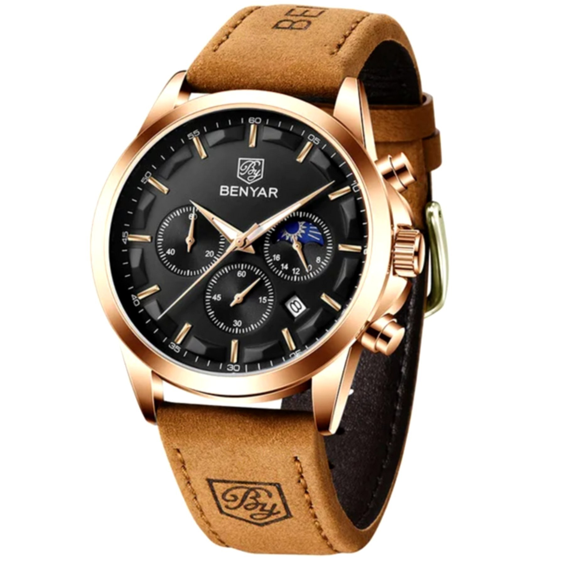 Relogio de Pulso Masculino Movimento de Quartzo Design Esportivo Impermeavel Preto 5