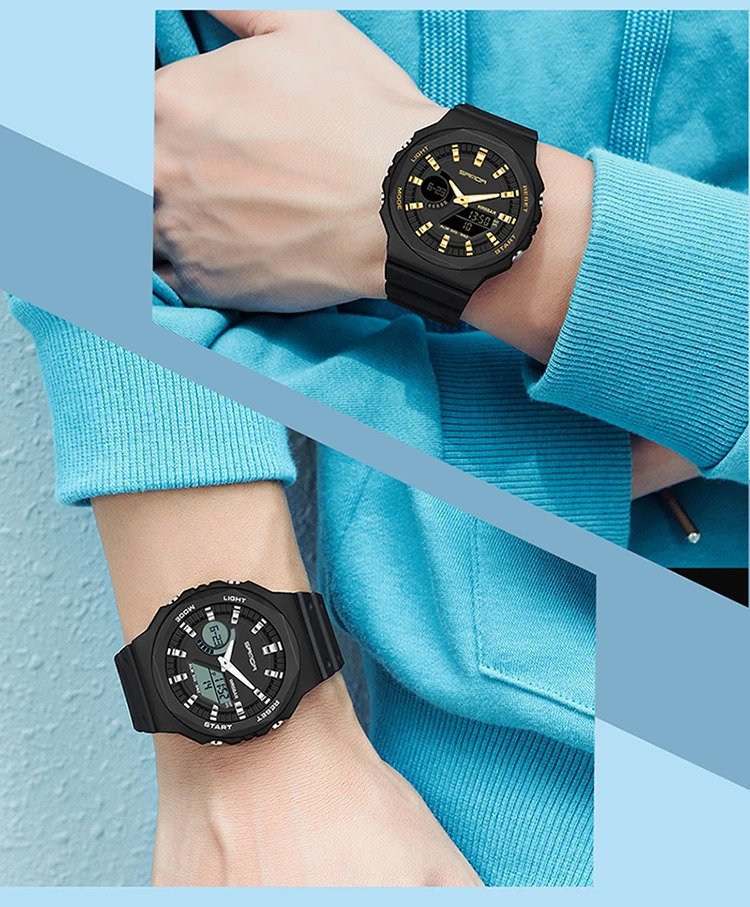 Relogio esportivo digital, a prova dagua, com led, militar sanda Preto 2